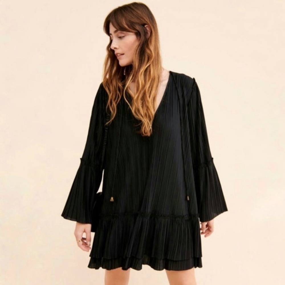 Free People I can’t help it pleated short black dress XS